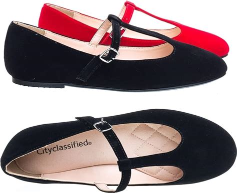 City Classified Ballet T Strap Mary Jane Flats Womens