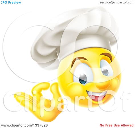 Clipart Of A 3d Yellow Smiley Emoji Emoticon Face Chef Gesturing Ok