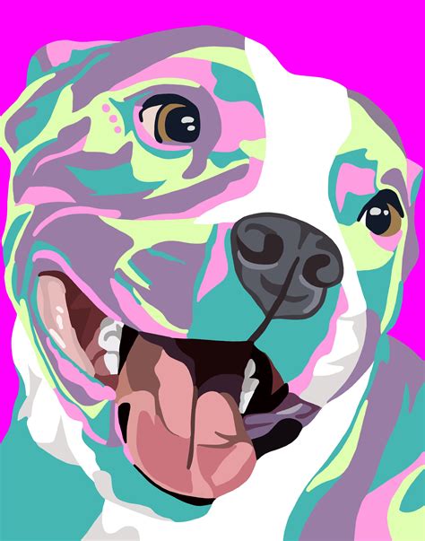 Pitbullpink Dog Drawing Pitbull Drawing Pop Art Painting Dog