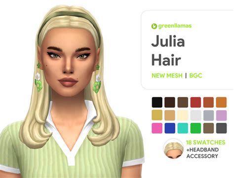 Sims Cc Finds Julia Hair Greenllamas So I Had This Hair Idea