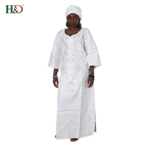 White Africa Dress For Women Dashiki African Head Wraps Bazin Clothes