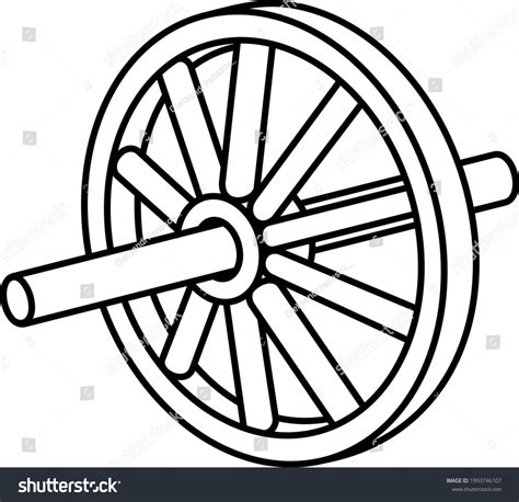 Wheel Axle Simple Machines Vector Outline Stock Vector Royalty Free
