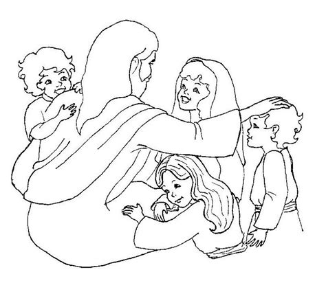 Dibujos Católicos Jesucristo Y Los Niños Para Colorear