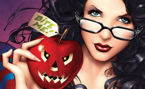 Halloween Apple Apple Fantasy Girl Halloween Glasses Woman Bite