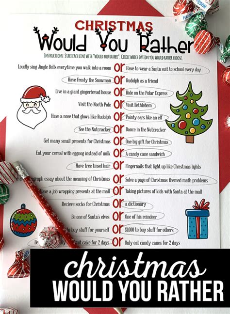 Christmas Would You Rather Free Printable The Crafting Chicks