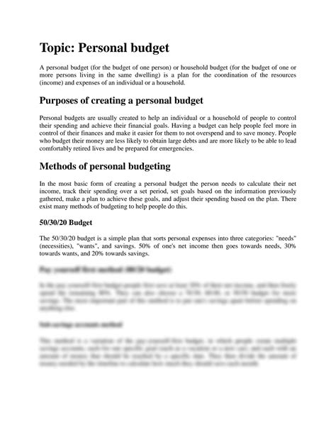Solution Methods Of Personal Budgeting Guide Studypool