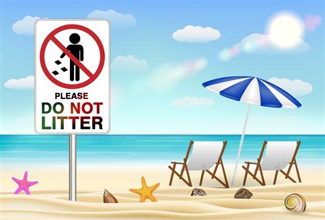Please Do Not Litter Sign On Sea Sand Beach 2315681 Vector Art At Vecteezy