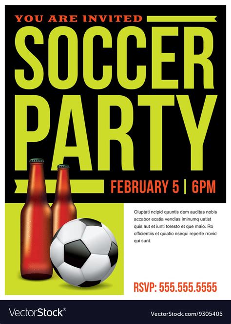 Soccer Party Invitation Flyer Template Royalty Free Vector
