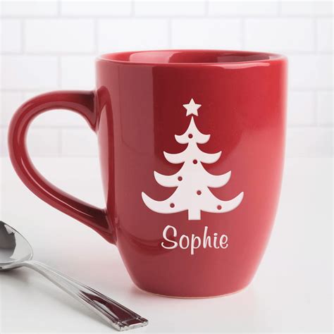 personalized christmas tree red 14 5 oz bistro coffee mug