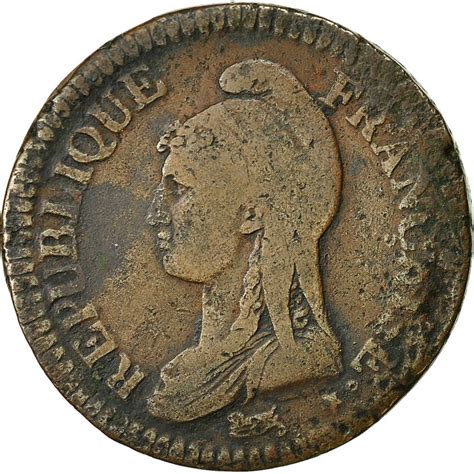 453557 Monnaie France Dupré 2 Décimes 1795 Paris Tb Bronze Km