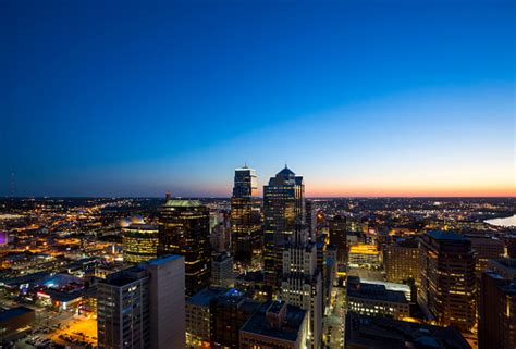 Aerial View Of Downtown Kansas City At Twilight Stock Photo Download