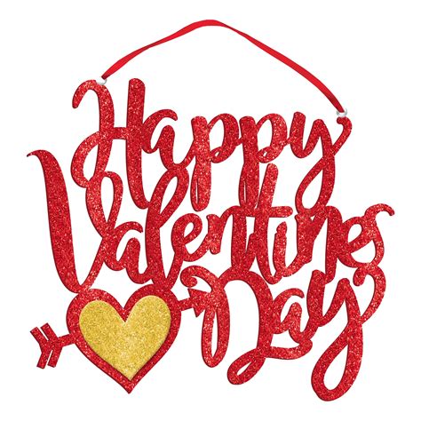 Happy Valentines Day Glitter Sign And Door Hanger