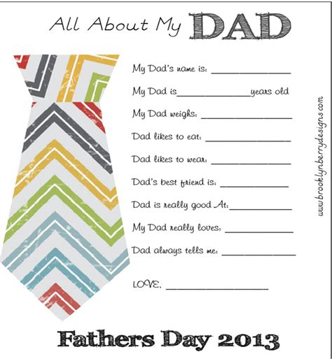About My Dad Free Fathers Day Printable Fathers Day Printable