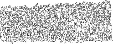 Outline Crowd Of People On Stadium Vector Illustration 3127053 Vector