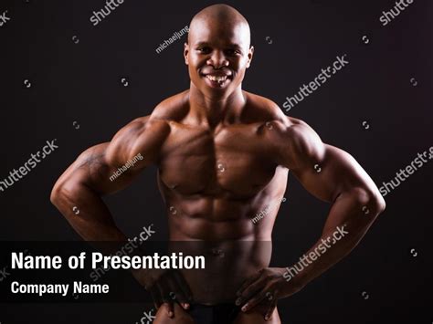 Muscular Handsome Shirtless Black Bodybuilder Powerpoint Template