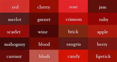 Different Shades Of RED Etsy Shades Of Red Color Red Color Names