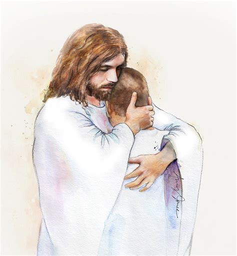 Christs Embrace Jesus Hugging Man Or Woman Light Or Dark Etsy