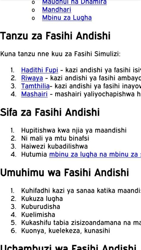 Free Kiswahili Notes Revision Questions Kcse Past Papers Exams