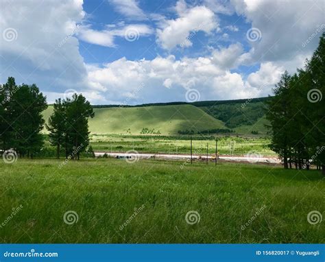 Amazing Meadow View Over Sky And Cloud Stock Image Image Of Drone