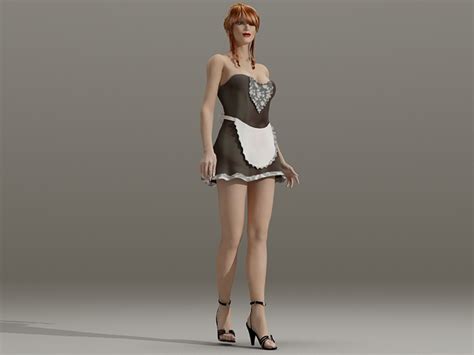 Sexy Blonde Maid 3d Model 3ds Max Files Free Download Modeling 36097