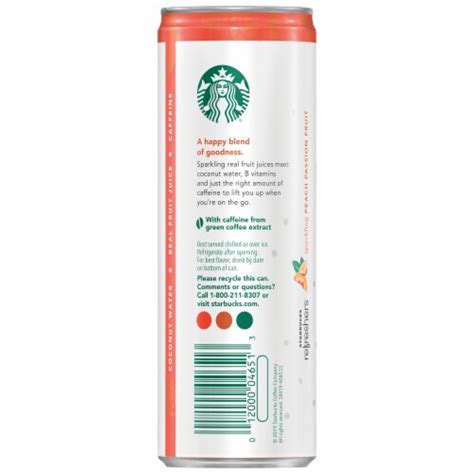 Starbucks Refreshers® Peach Passion Fruit Sparkling Juice Blend 12 Fl Oz Frys Food Stores