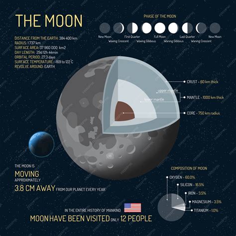 Premium Vector The Moon Detailed Structure With Layers Illustration