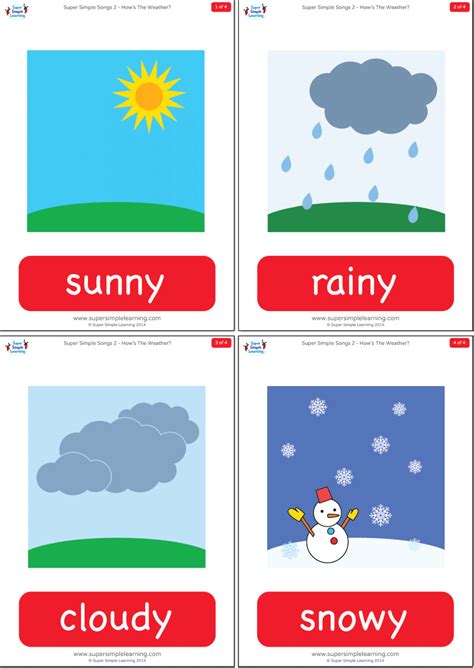 Hows The Weather Flashcards Super Simple