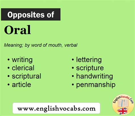 Opposite Of Oral Archives English Vocabs