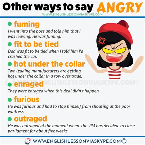16 Ways to say ANGRY in English | English phrases, Learn english, English words