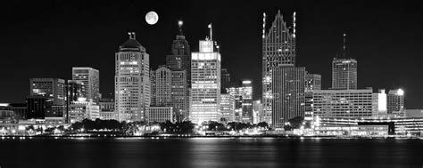 Black And White Detroit Night Photograph By Frozen In Time Fine Art
