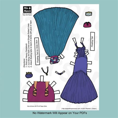 Dress Up Paper Doll Fancy Gowns Digital Download Quiet Book Etsy