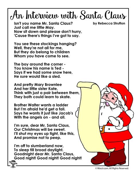An Interview With Santa Claus Christmas Poems For Kids Woo Jr Kids