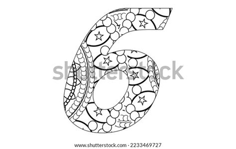 Zentangle Stylized Alphabetnumber 6 Doodle Style Stock Vector Royalty