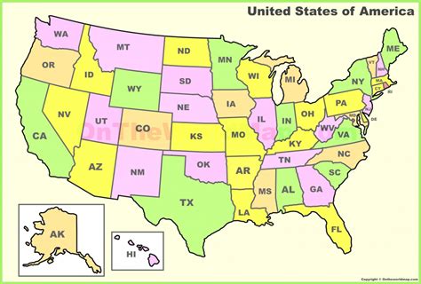 Us Map With State Abbreviations