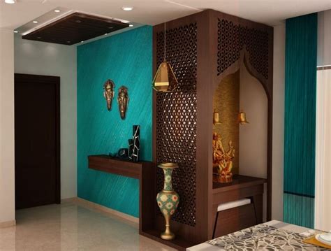 Wooden Pooja Ghar With Cabinet Room Door Design Home Room Design