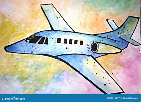 Watercolor Airplane Illustration Stock Illustration Illustration Of