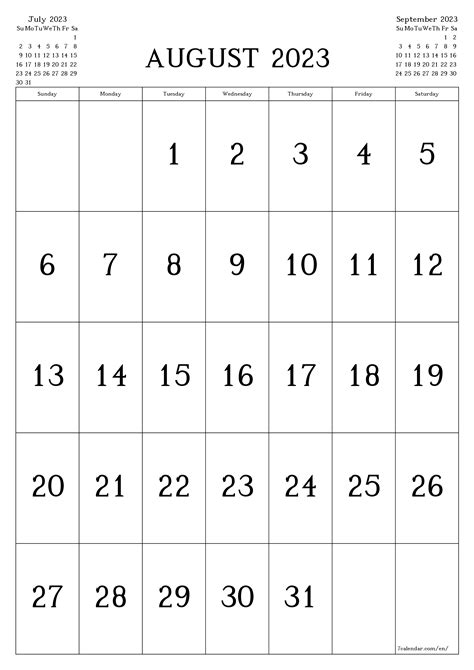 August 2023 Calendar A4 Get Calendar 2023 Update