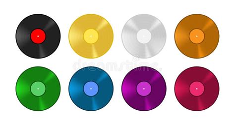 Colored Vinyl Record Set Old Vintage Music Vector Illustration Stock