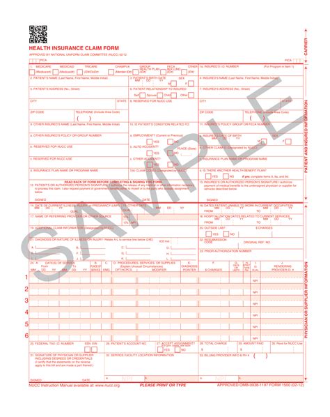 Printable Hcfa 1500 Claim Form
