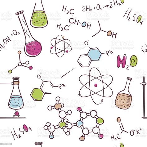 Ilustración De Mano Química Dibujar Patrón Y Más Vectores Libres De