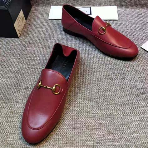 Gucci Women Leather Horsebit Loafer 127cm Height Red Lulux