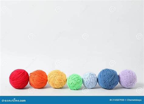 Soft Colorful Woolen Yarns On White Background Stock Photo Image Of