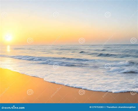 Golden Horizons: Iconic Beach Sunrise Painting the Morning Sky Stock