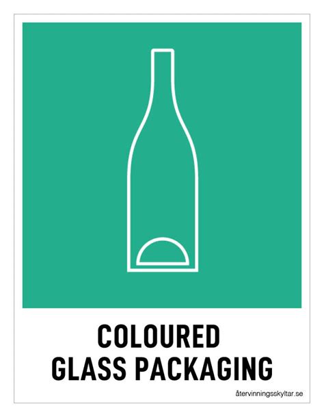 Återvinningsskylt För Avfallssortering Av Färgade Glasförpackningar