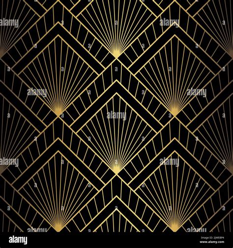 Art Deco Pattern Vector Background In 1920s Style Gold Black Texture