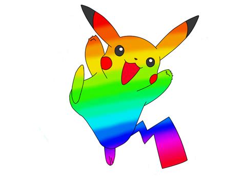 Rainbow Pikachu By Chaos Flame On Deviantart Rainbow Drawing