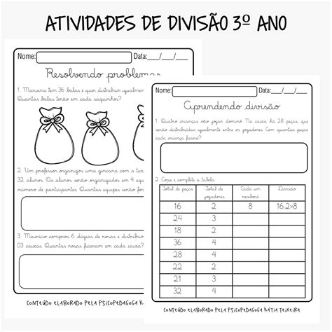 Atividades De Matematica 3 Ano Multiplicação E Divisão