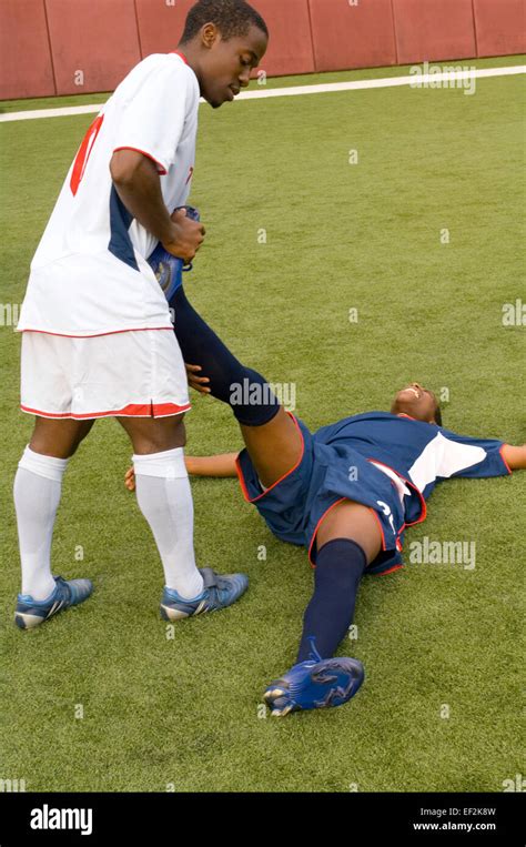 Injured Soccer Player On Field Stock Photo Alamy