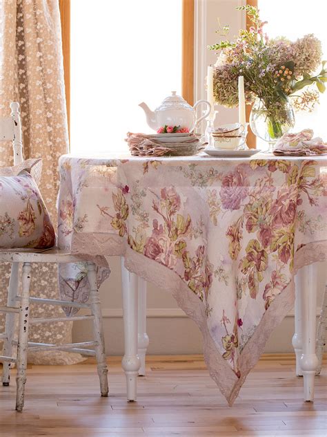 Victorian Rose Linen Tablecloth Kitchen And Table Linens Tablecloths