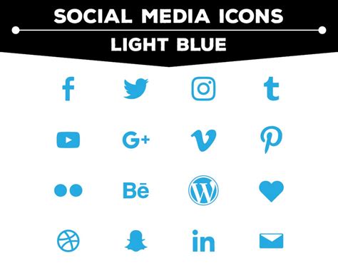 Social Media Icons Light Blue Icon Pack Png Files For Web Etsy Uk